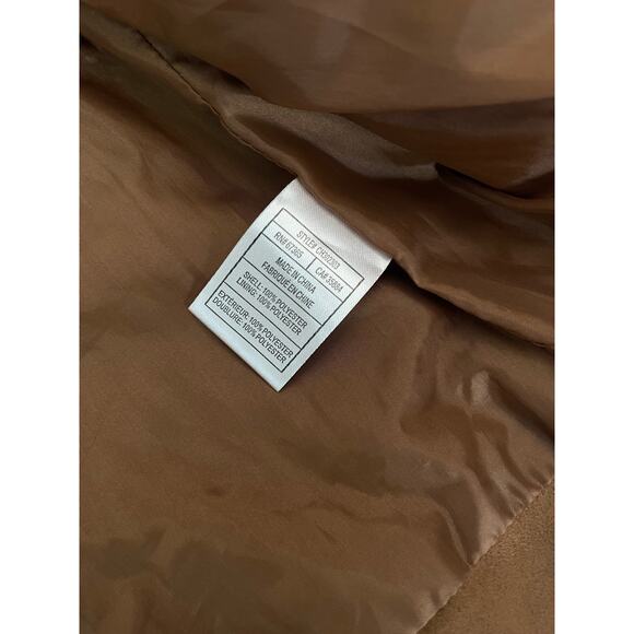 Cupcakes and Cashmere Faux Suede Moto Jacket Brown Tan Buckle Zip Size Small - Picture 12 of 14